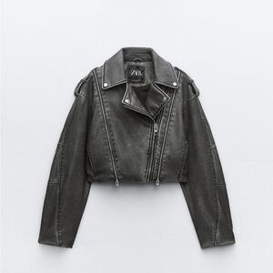 Zara cropped leather jacket